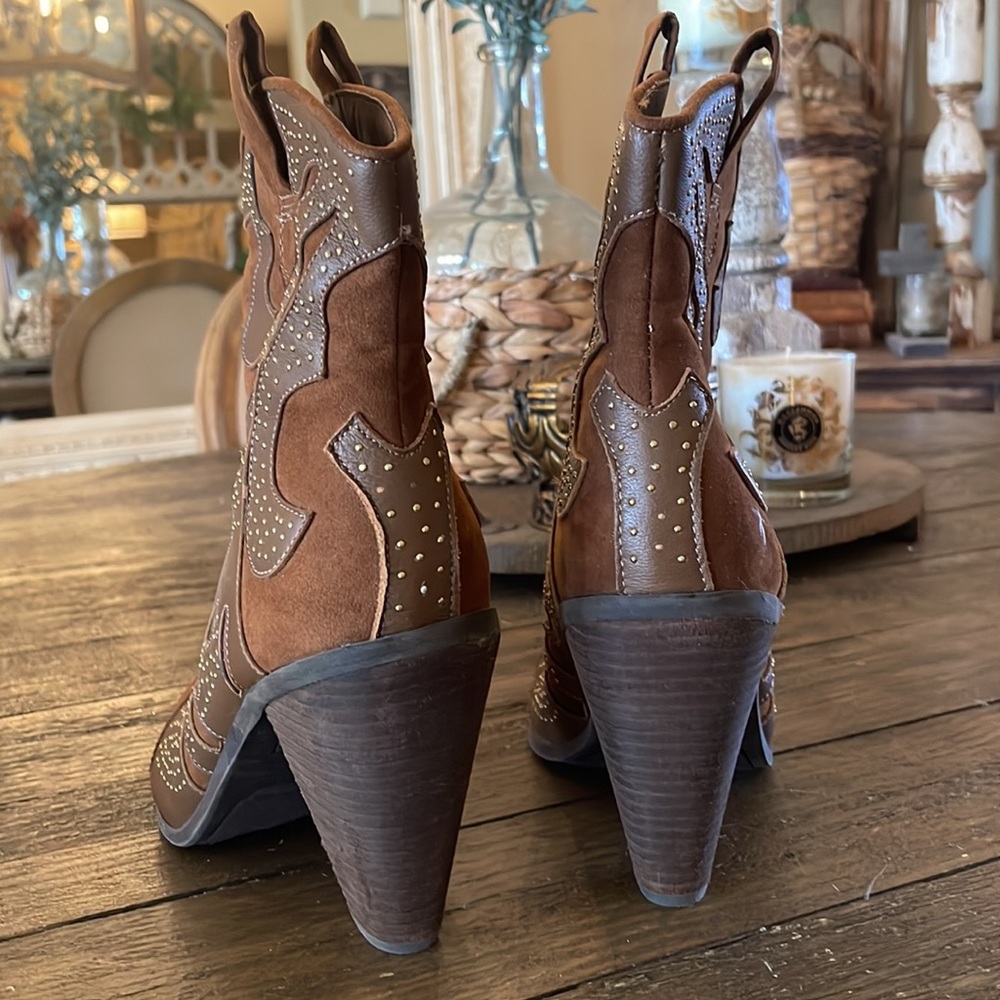 Carlos by Carlos Santana Brown Sterling Western Booties Size 9 - Picture 2 of 4